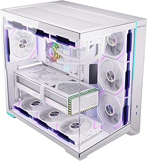 ESGAMING ZEROMAX ATX PC Case Mid-Tower Airflow Gaming Computer Case | 8° Slanted Base |Tempered Glass Panoramic View | Fully Ventilated | White-No Fan