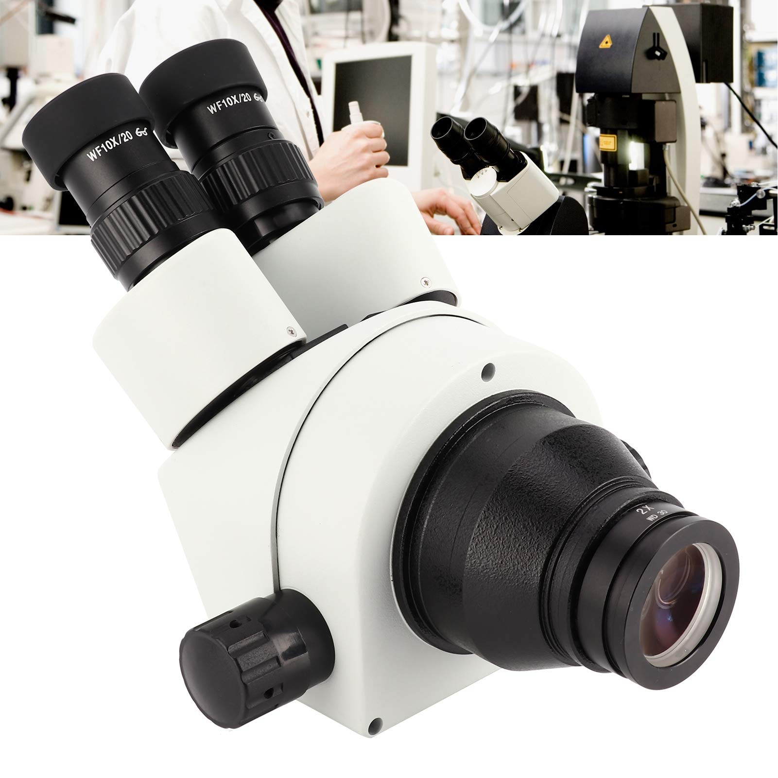 Tbest Juego de Oculares de Lentes de Microscopio Trinocular 7X-45X con Lentes de Objetivo 0.5X 2.0X para Microscopios Estéreo Ampliación de Zoom Gran Angular de Alta Resolución (con Lente Objetivo