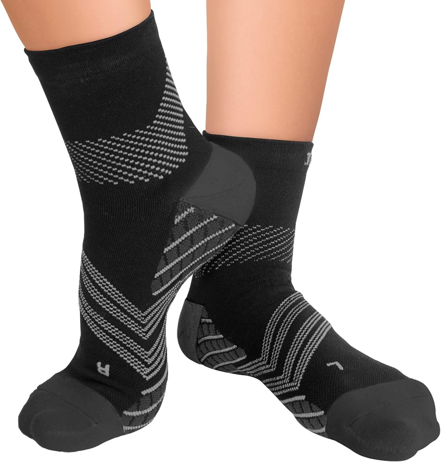 TechWare Pro Plantar Fasciitis Socks – Cushion Ankle Compression Socks Women & Men. Achilles Tendonitis Brace & Arch Support