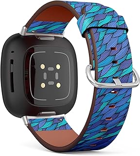CJBROES Replacement Leather Watch Band, Compatible with Fitbit Versa 3 and Fitbit Sense of Wristband Bracelet Accessory - Modern-Stylish
