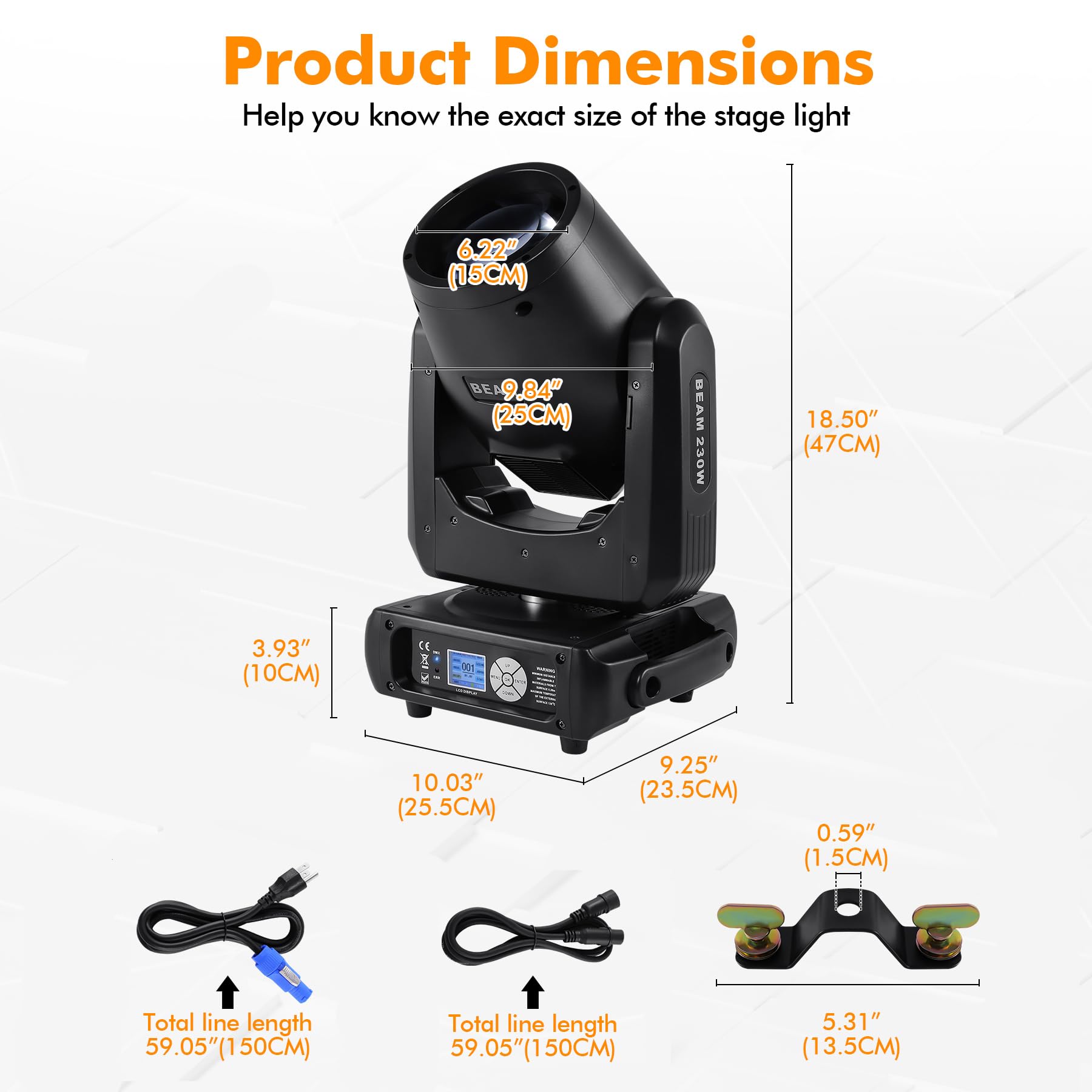 Lira mobile Beam Mini 230W 7R, 8+16 Prismi DMX LED Moving Head Lampada Proiettori palcoscenico a testa mobile, rotazione 540°/270°, 14 colori 14 Gobos, illuminazione DJ per sala matrimonio - 2 pezzo
