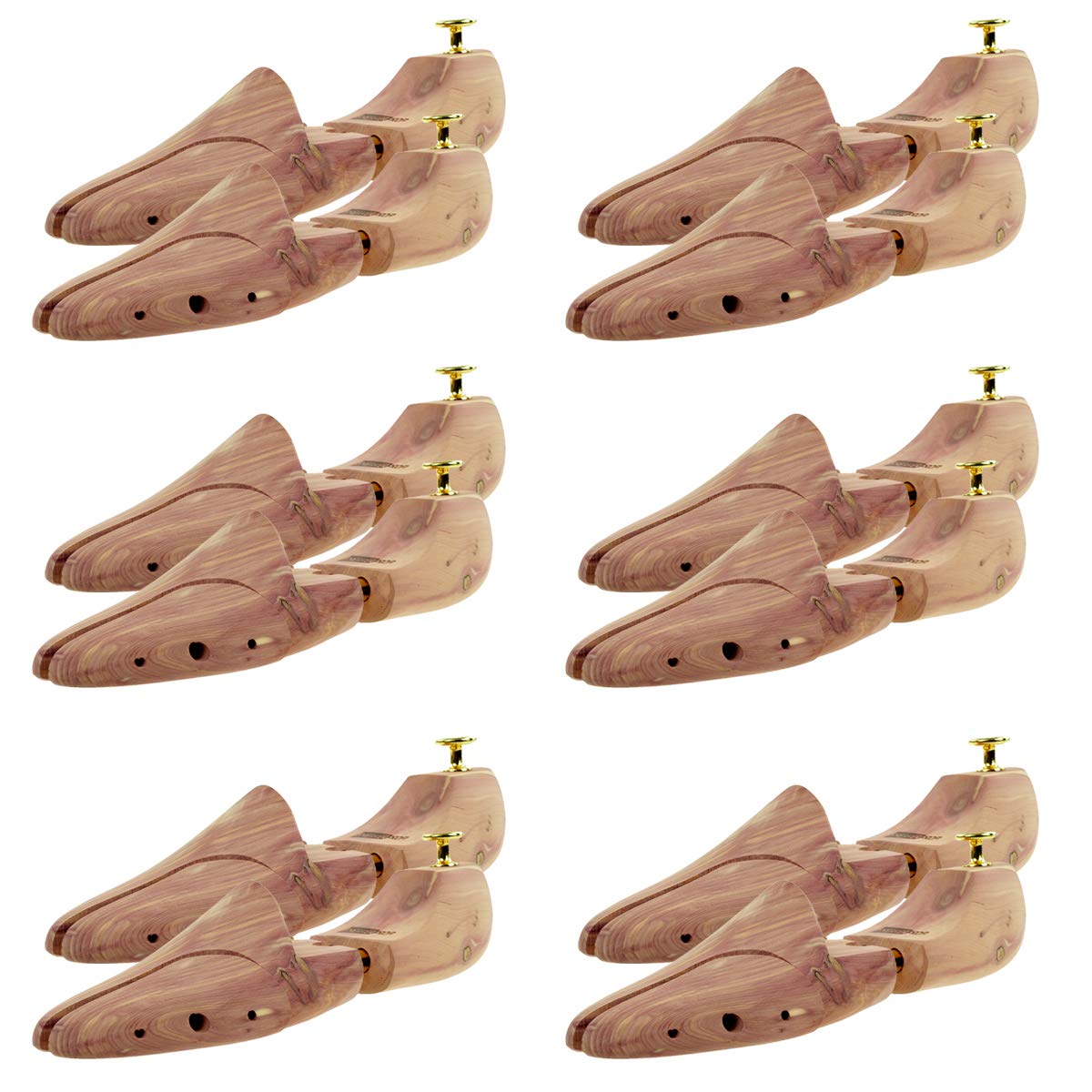 Sneakerprofi Schoenspanners van cederhout, echt hout, voor dames en heren, met dubbele veer, optimale pasvorm en ventilatie, 6 paar, 46-48