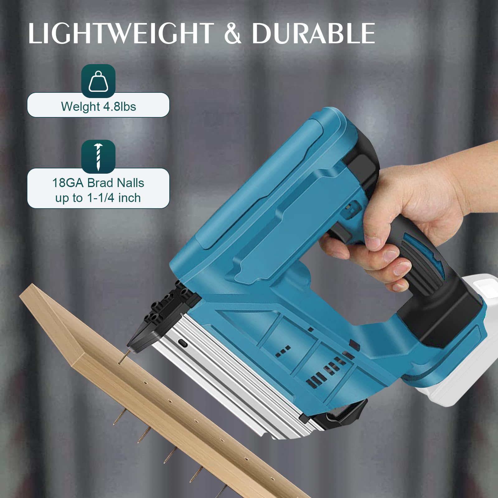 LIROPAU Pistola Sparachiodi a Batteria Compatibile con Makita da 18 V, 120 Chiodi/Min, 550 W, 4000 Chiodi Dritti, Sparachiodi Elettrici per Tappezzeria e Falegnameria