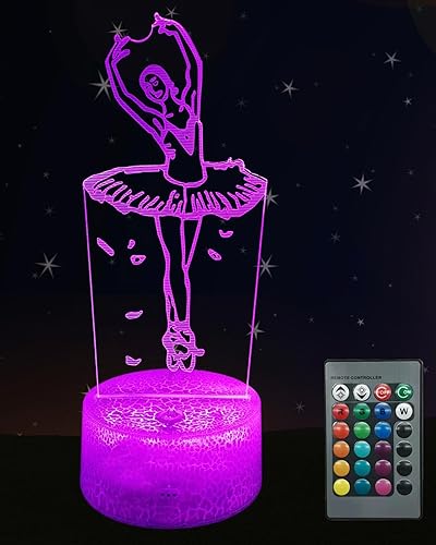 Ballet Dance Night Light for Girls Bedroom, Ballerina 3D Illusion