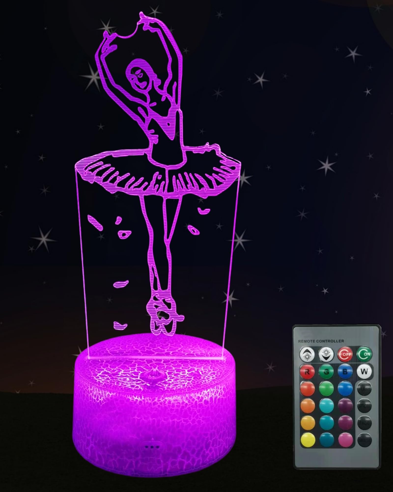 Kenmaca Ballet Dance Night Light for Girls Bedroom, Ballerina 3D Illusion LED Lamp 16 Colors Changing Dimmable Room Décor, Touch & Remote Control, Christmas Birthday Gift Toy Toddler Kid Teen Women — image 1