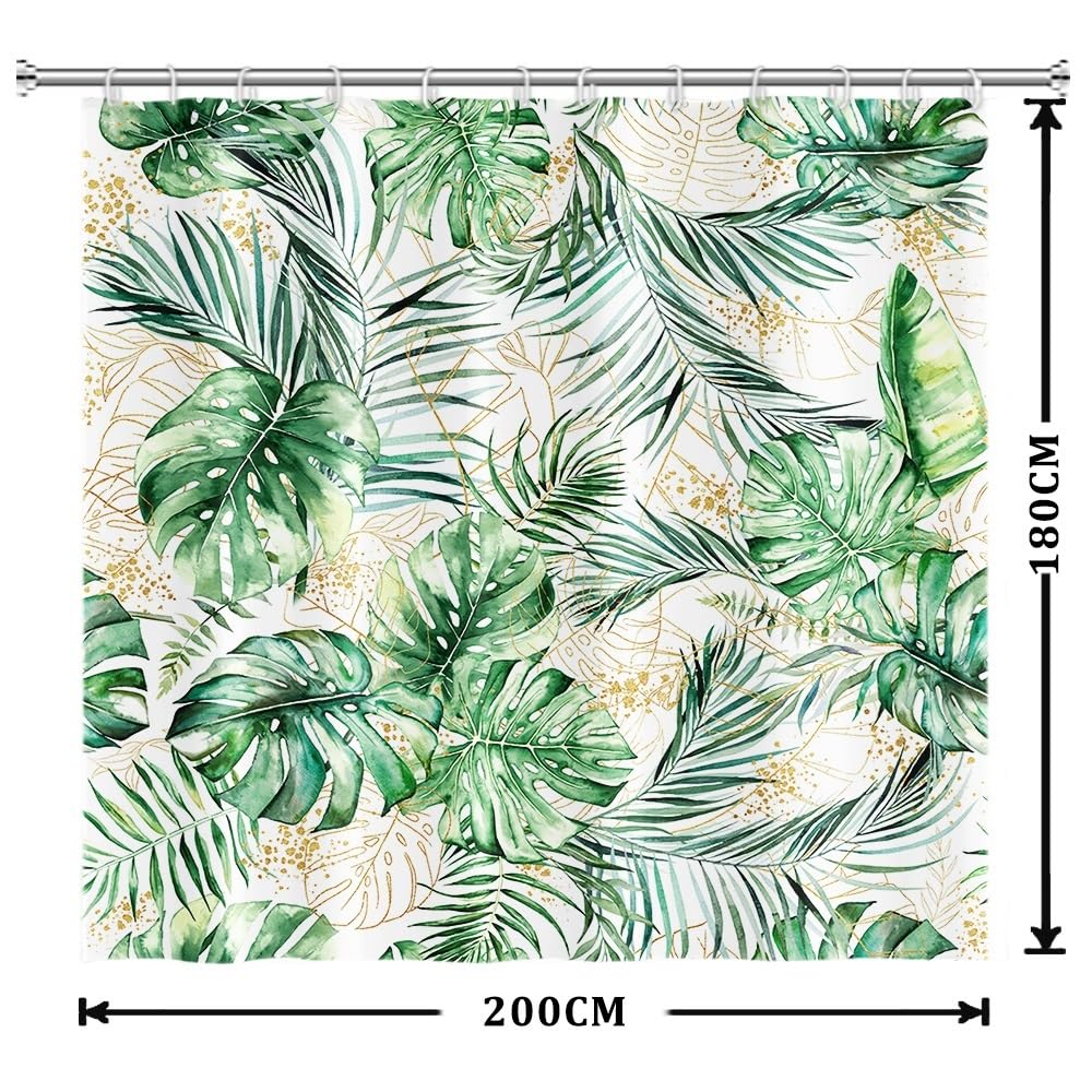 Uiiooazy Cortina de Ducha de Hoja Eucalipto, Cortinas de Ducha Verde Oro Abstracto Planta Cortinas de Baño Antimoho Impermeable Lavable Tejido de Poliéster Cortina Ducha con Ganchos 90x180cm — view 145