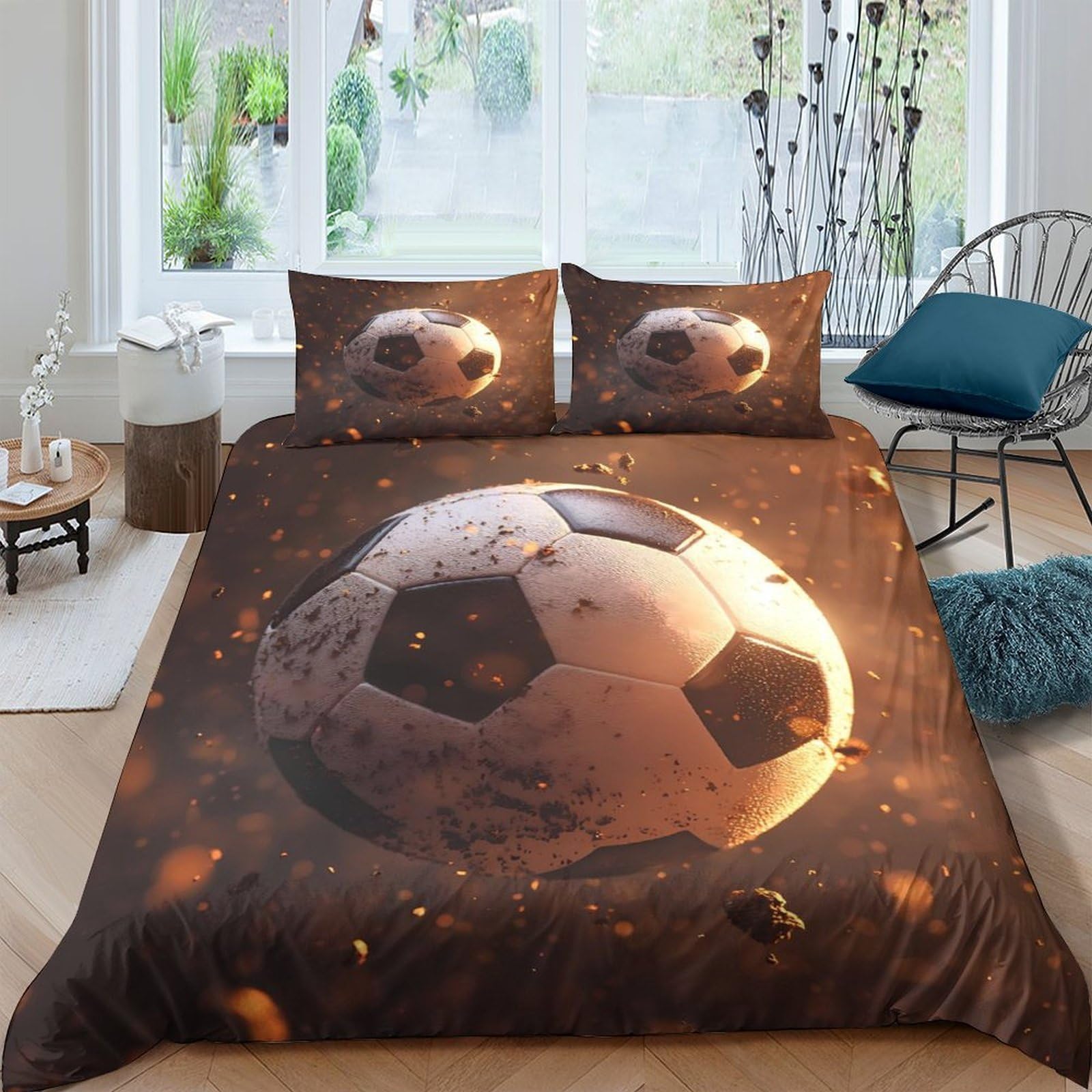 Ctjqhvkz Style-10 3D Printed Football Stadium Fitted Sheet Microfiber Soft Durable Soccer Ball Bed Cover For Bedroom Guest Room Decor Single（135X200cm）