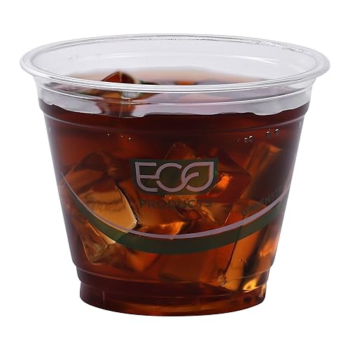 Miniatura 7 de ECO PRODUCTS GreenStripe - Vasos de plástico PLA transparentes compostables de 9 onzas, caja de 1000, vasos fríos desechables renovables a base de