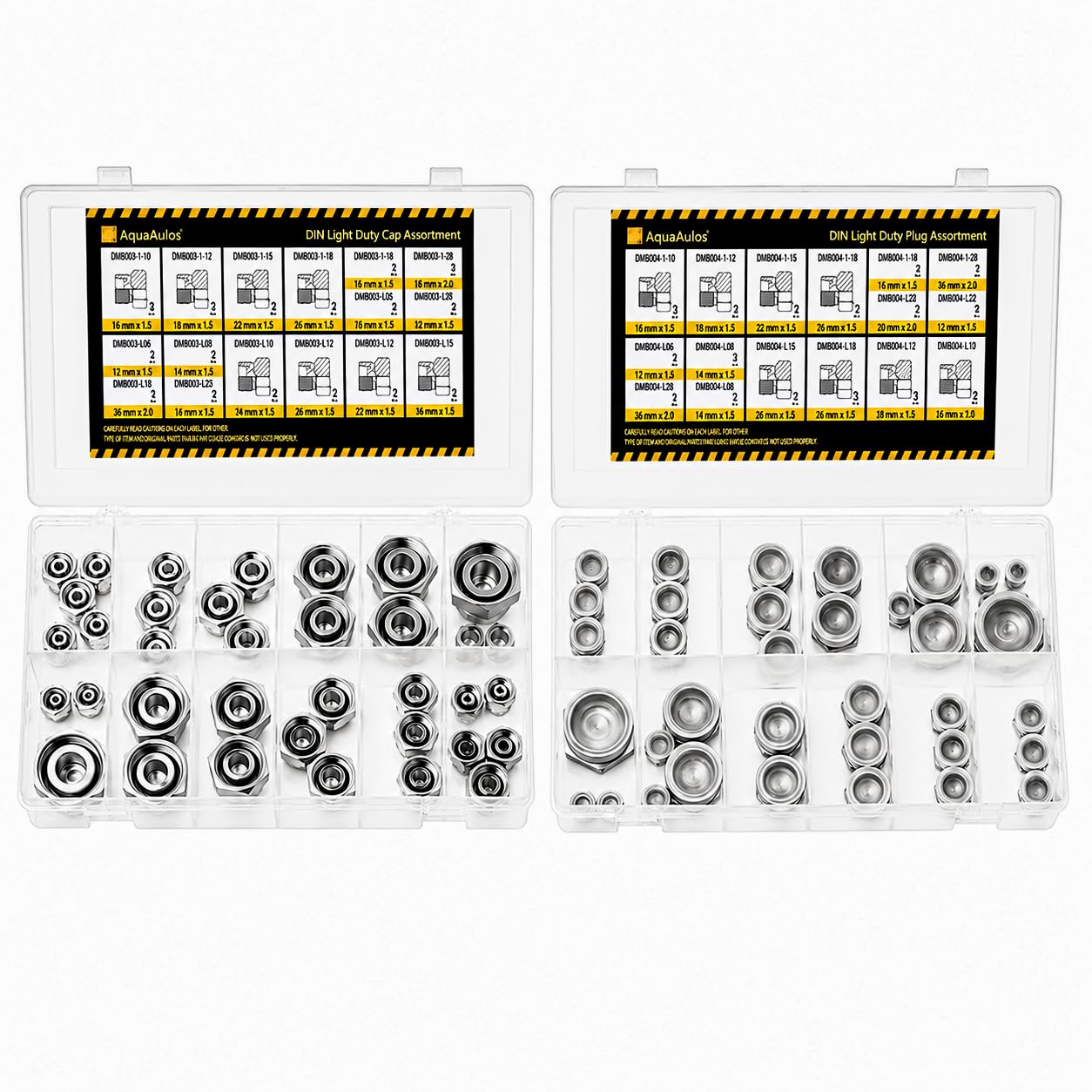 72 Pcs. DIN Light Duty Cap &amp; Plug Assortment Hydraulic Adapter Fitting Kit Set, Galvanized Steel with Precision Threading