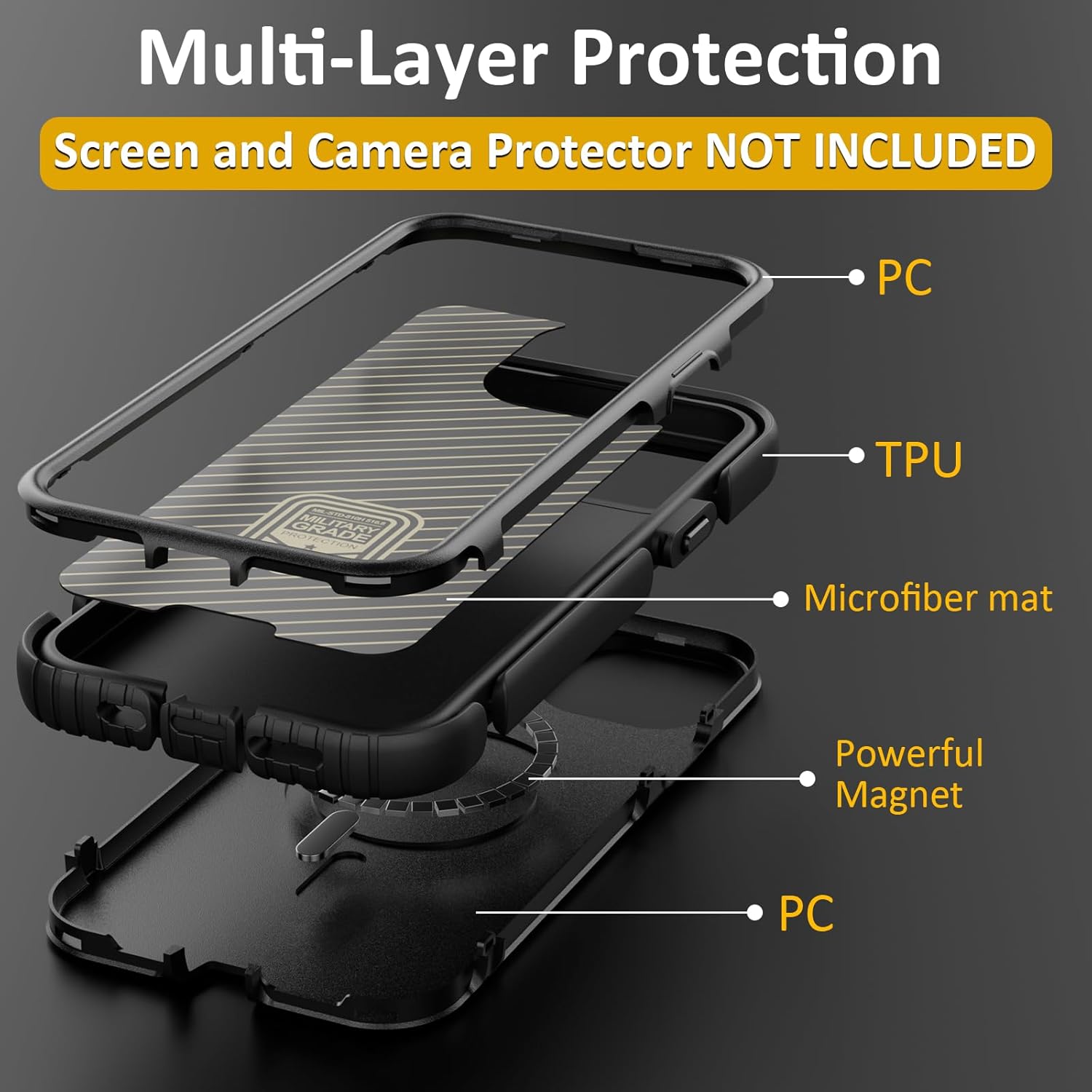 Follaroma for iPhone 14 Plus Case, Compatible with MagSafe, Heavy Duty Shockproof Protective Phone Case, Anti-Drop Protection, Dual Layer Magnetic Phone Cover for iPhone 14 Plus, 6.7", Black