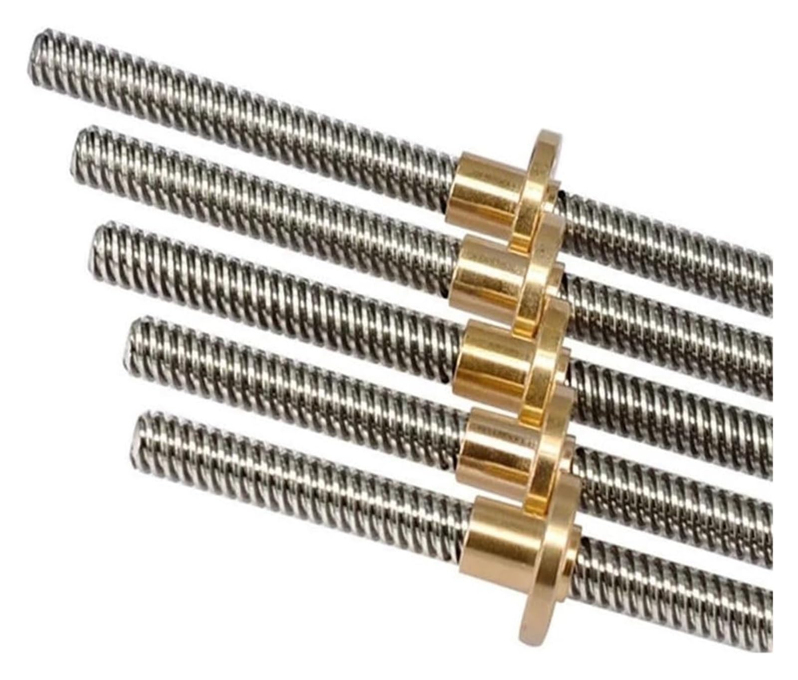 1 szt. Śruba pociągowa T8 ze stali nierdzewnej skok 2MM 10MM długość 100/200/300/400/500/600/700/800/900/1000mm z nakrętką mosiężną i miedzianą do drukarki CNC 3D(1000mm)