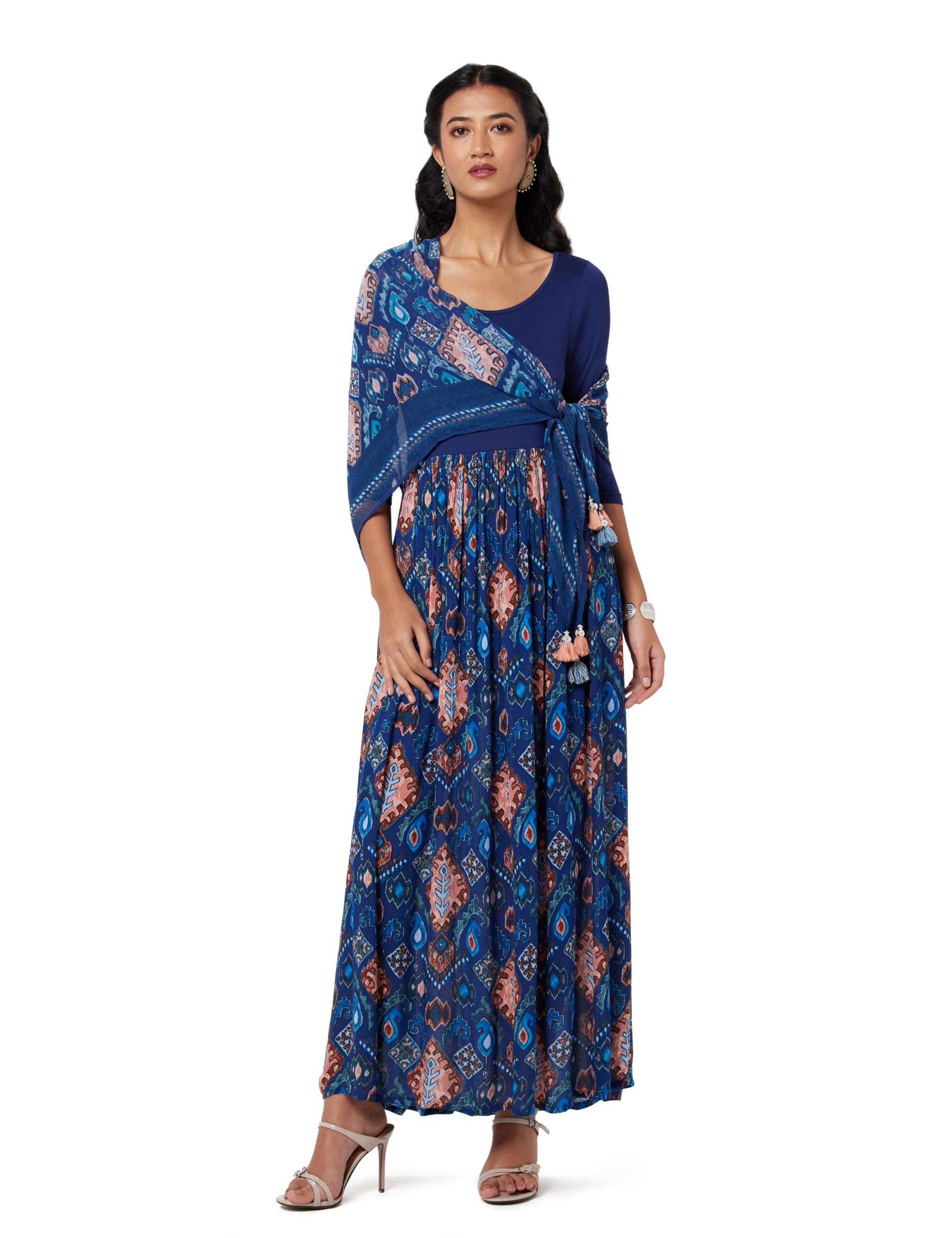 biba Women's Fit and Flare Ankle Length Rayon Viscose Solid Dress(Casual D2152)-picture-18