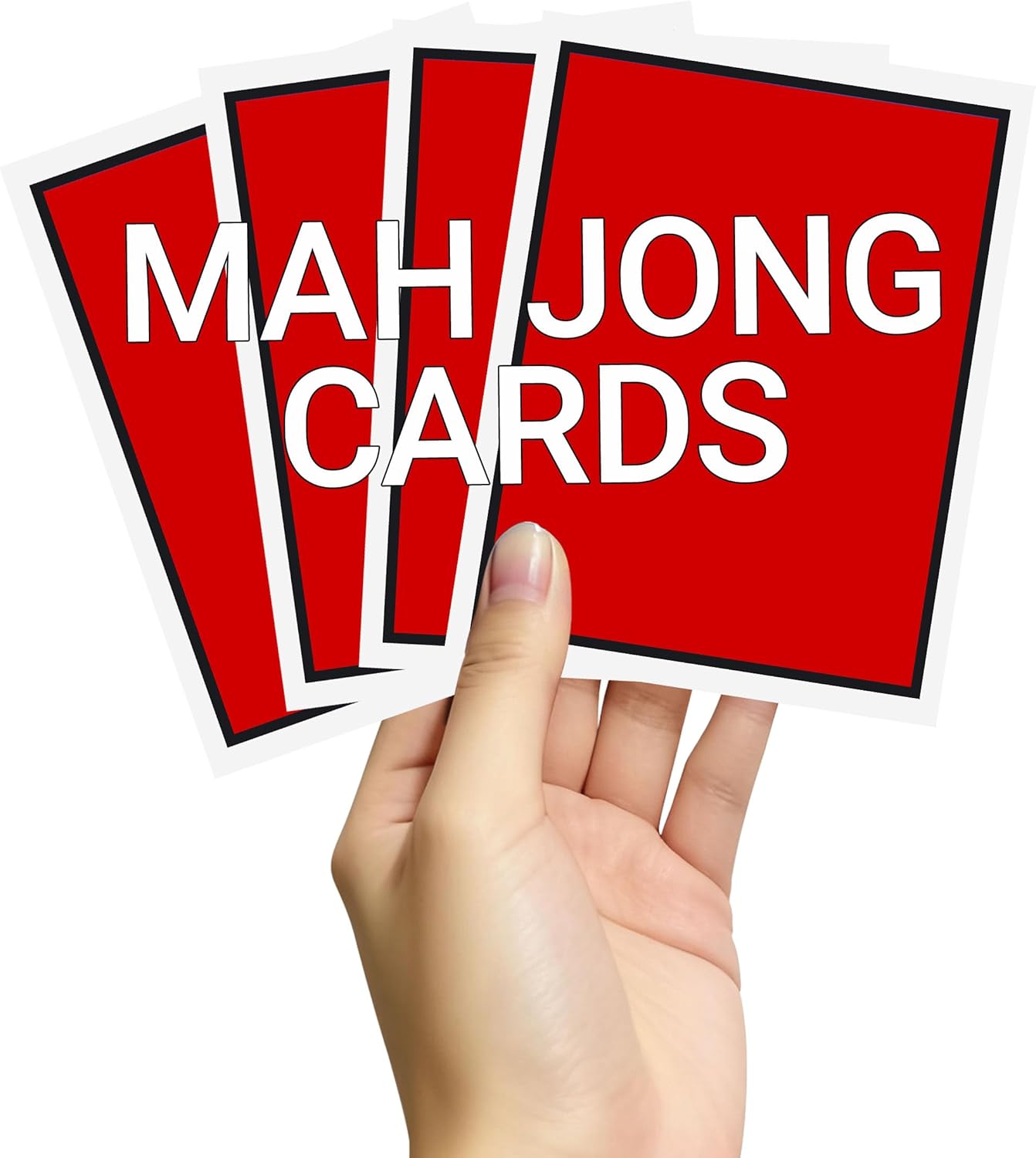 Mahjong Cards for 2025 Season – Large Print, Easy-to-Read, Folded Size – 4 Pack (Red)