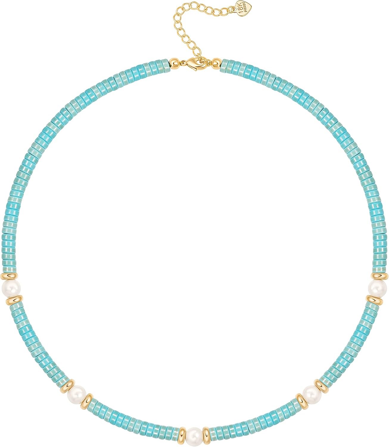 CANEVINKA Bohemian Beaded Choker Necklace 18K Gold Plated Bead Pendant Necklace Vintage Handmade Jewelry for Women