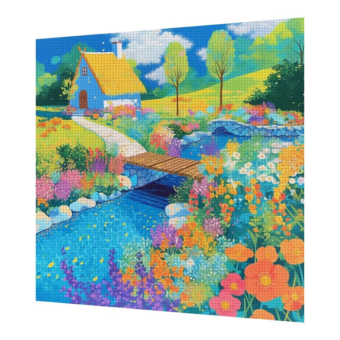 Diament Malarstwo Dom Diamentowa Sztuka Las Rysunek Diamentowy Obraz Diamentowy Obraz Pełny Zestaw Dorosłych 5D DIY Puzzle Ścieg Krzyżowy Mozaika Szkło Malowanie, Dekoracja Ściany Dom 60x60 cm S0190