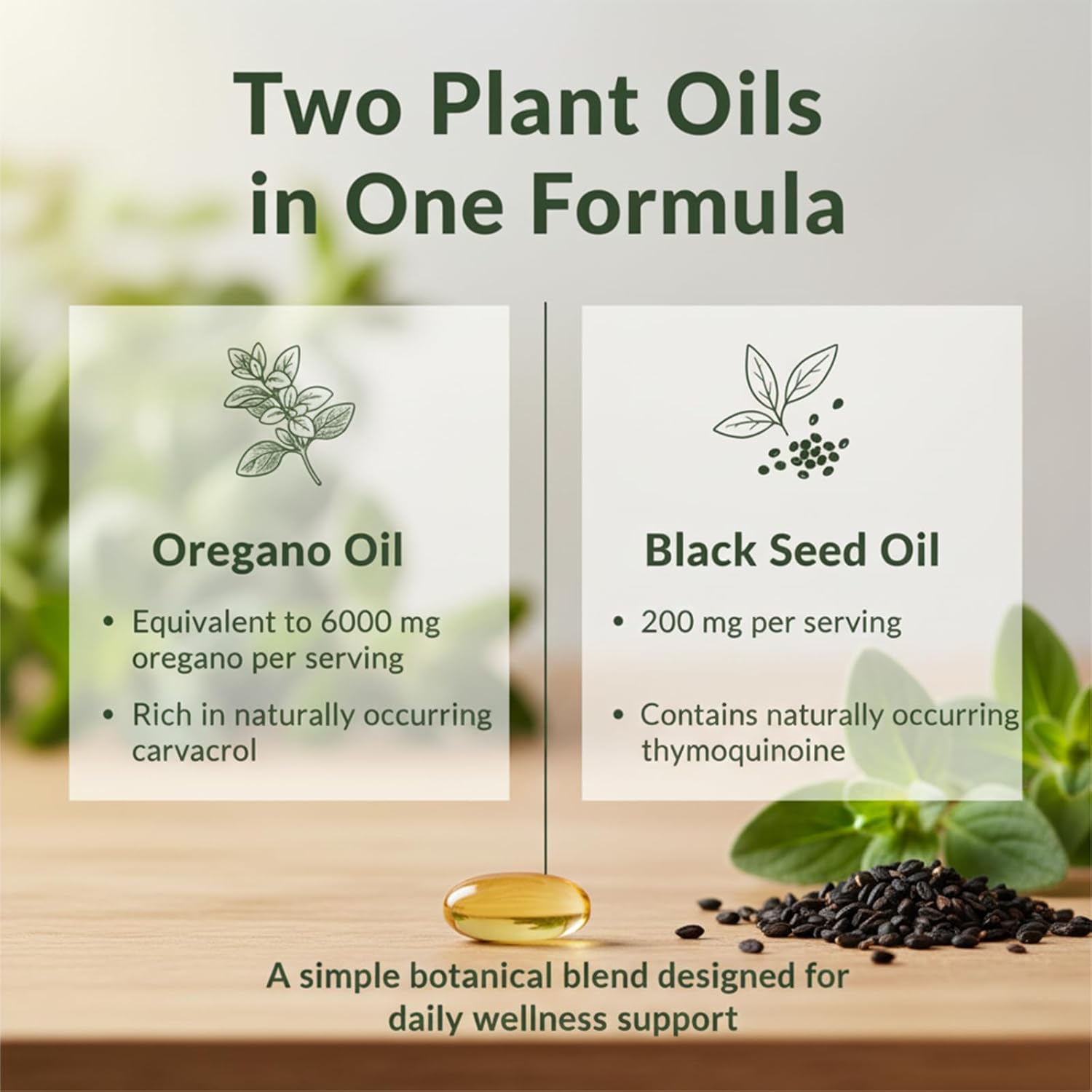 Oil of Oregano with Black Seed Oil Softgels, Fortifyx 4X Strength Carvacrol Oregano Oil & Thymoquinone, Plant Based, Non-GMO