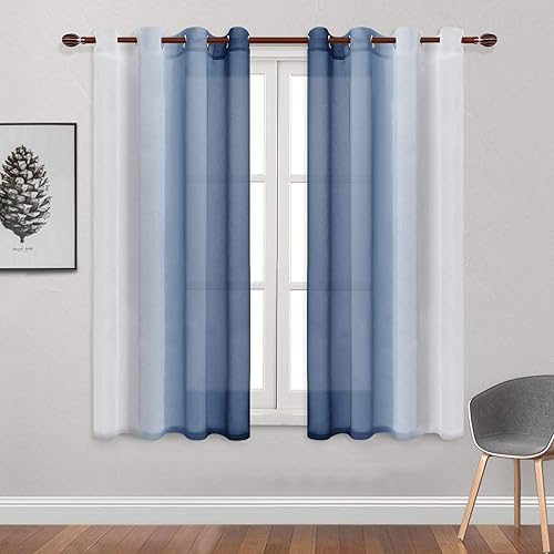Miniatura 2 de DWCN - Cortinas semitransparente estilo ombré con ojales en la parte superior para sala