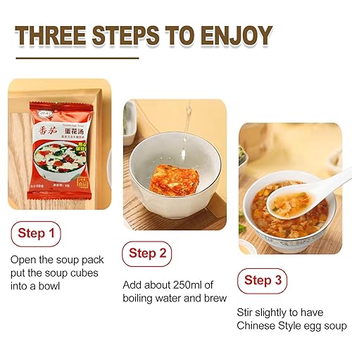 Miniatura 3 de Mezcla de sopa de flores de huevo, sopa de mezcla de verduras con 4 sabores (lavanda, espinacas, champiñones, tomate), 0.3 onzas (paquete de 8)