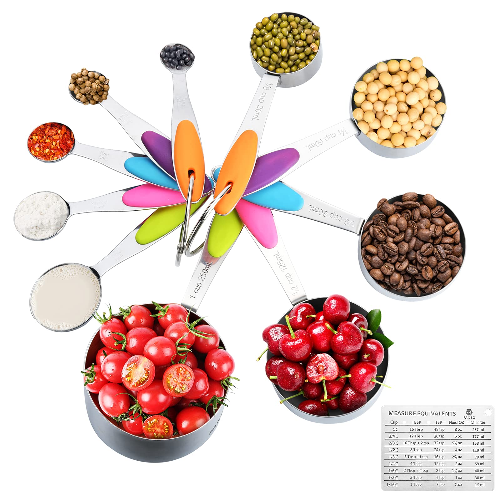 Measuring Cups and Spoons Set 18/8 Stainless Steel Nesting Metal Measuring Cups for Dry or Liquid Stackable Kitchen Measuring Tools for Cooking or Baking Set Of 11 Pieces