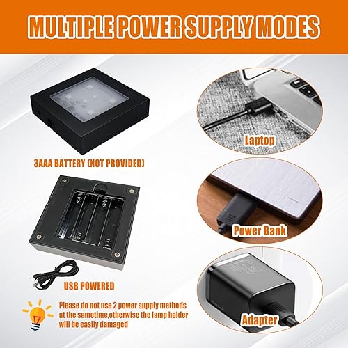 Miniatura 3 de Aepiraza Base cuadrada de 2 piezas de soporte de luz LED, base de exhibición cuadrada de luz LED de 3 pulgadas, base de pantalla LED multicolor,