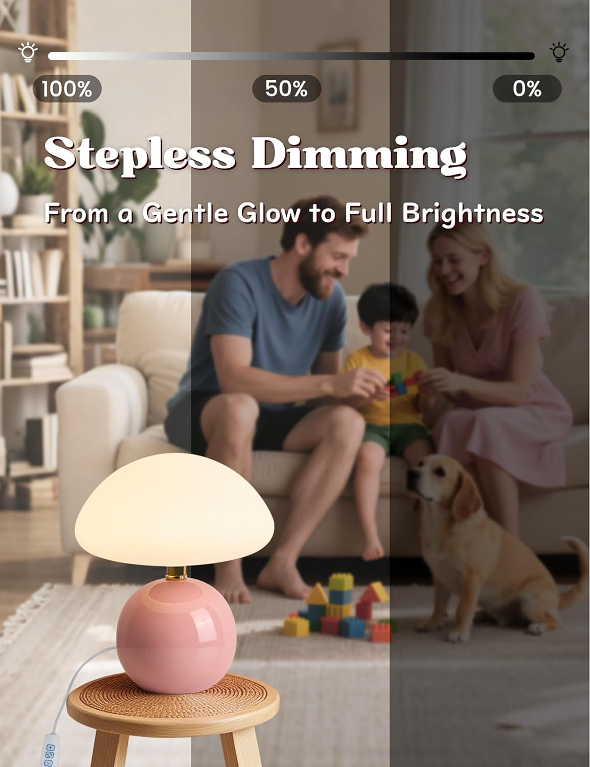 Joyzy Mushroom Table Lamp for Bedroom,Desk Bedside Small Lamps for Living Room Night Stands,Mushroom Lighting Decor Cute Modern Mid Century Light,Unique Aesthetic Home Living Room Decor