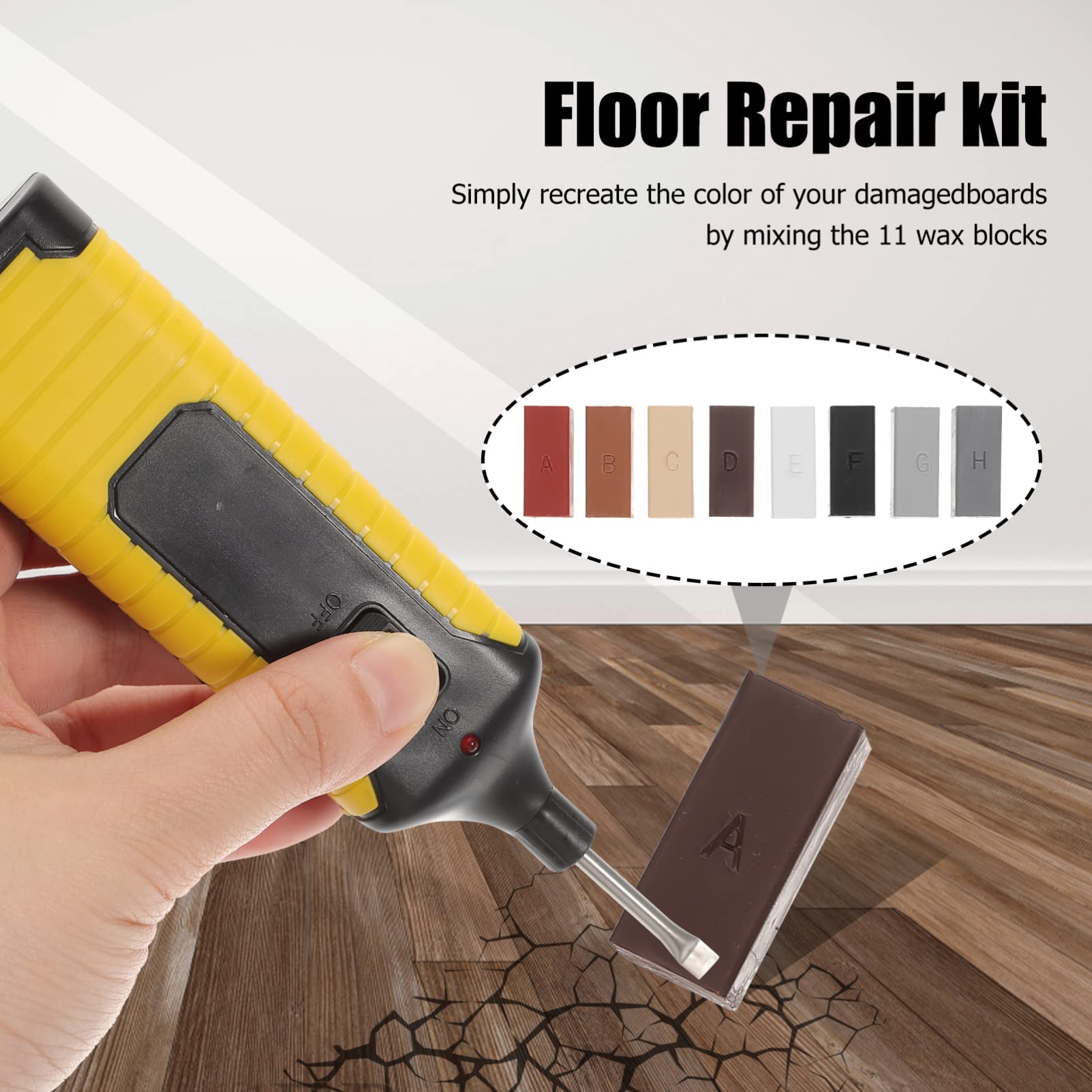 Kit de Reparación de Suelos Laminados 1 Juego Bloques de Cera | Restauración Rápida para Muebles y Parquet, Abs y Cera, Formas Adorables y Acabado de Excelente Artesanía