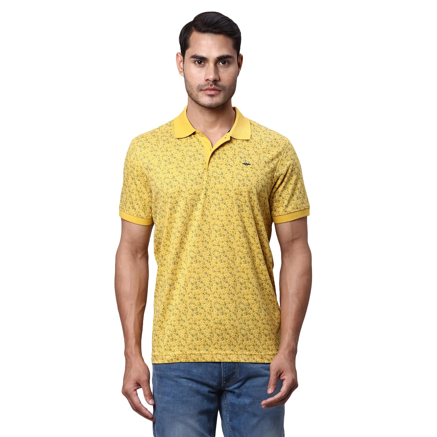 park avenue Men's Cotton Polyester Blend Print Pattern Slim Fit Rib Collar Polo Neck Half Sleeve Casual T-Shirt-picture-31