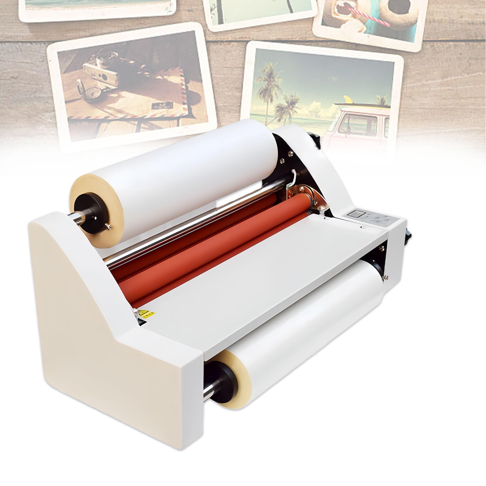 Laminator 350 Mm, Laminator Rolkowy Na Zimno I Gorąco, Jedno- I Dwustronny Laminator Termiczny Do Papieru, Kartonu, Forniru, Folii Pcv, Wyświetlacz Cyfrowy, Zabezpieczenie
