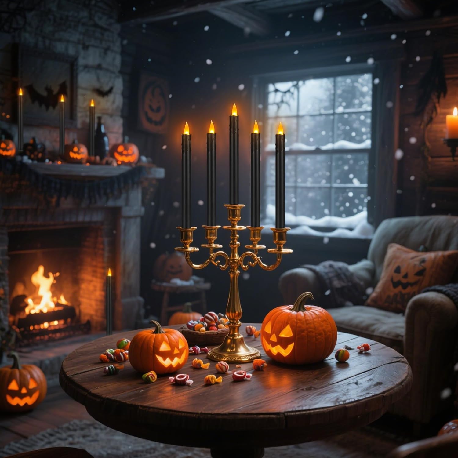 wemarry 24 Pcs Black Flameless Taper Candles with Remote, 10" Black Battery Operated Led Candlesticks with Flickering 3D Flame, Fake Taper Candles for Halloween Anniversaries Dinner Home Décor