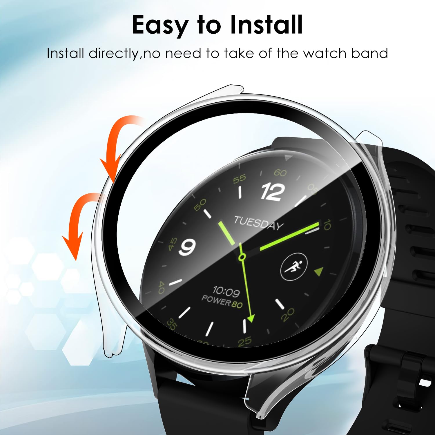ivoler 3 szt. twarde etui PC ze szklaną ochroną ekranu do zegarka Xiaomi Watch 2, pełne pokrycie, ultracienkie, odporne na zarysowania etui ochronne, 2 przezroczyste + 1 czarny