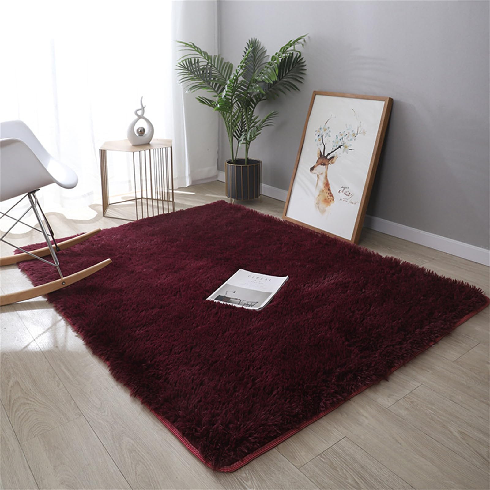 Tapis à poils longs antidérapant et lavable contre le sol froid