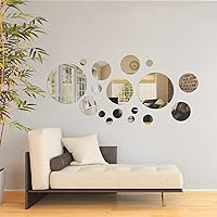 Vista 6 de Shappy 32 calcomanías de pared de espejo acrílico, removibles, redondas, azulejos de espejo circulares para el hogar, baño, sala de estar