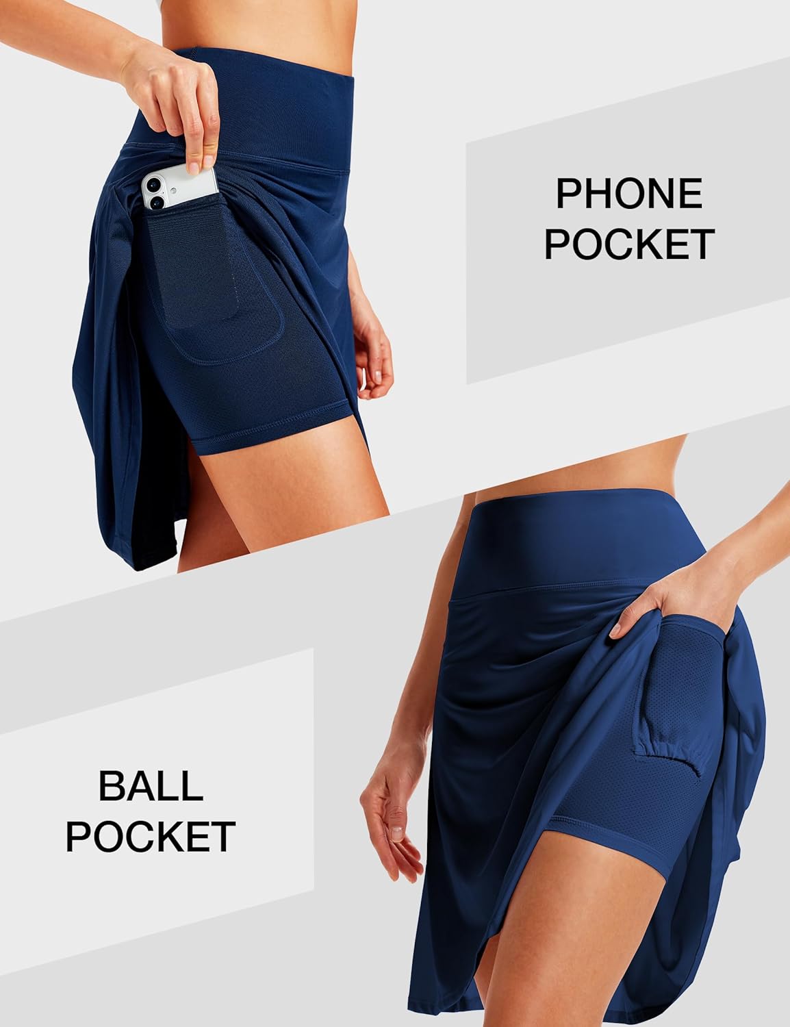 ZUTY 22" Knee Length Skorts Long Golf Skirts for Women with Pockets High Waisted Tummy Control Athletic Tennis Casual Skort - Image 5