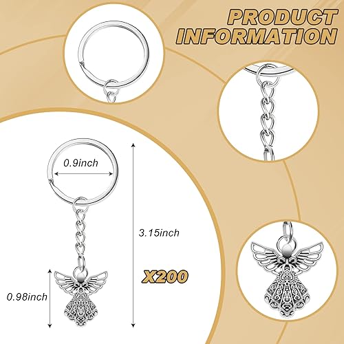 Miniatura 2 de Therwen 200 llaveros de ángel de la guarda, dije de ángel plateado, para bautizo, regalos para mujeres, funeraria, regalos, artes y manualidades,