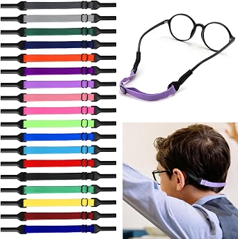 18PCS Kids Glasses Strap for Boys Girls, Adjustable No Tail Baby Toddler Sunglasses Eyeglasses Holder 6.69"-13.38