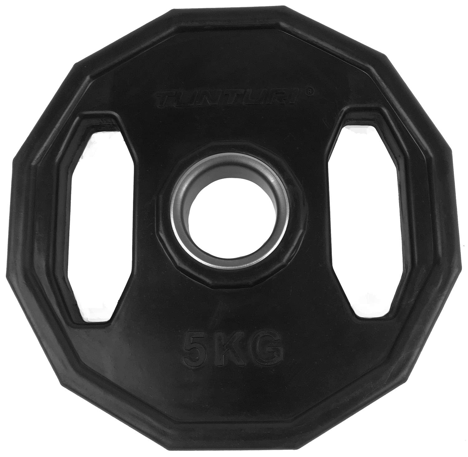 Tunturi Gewichtscheiben 50 mm, 2 x 1,25 kg, Hantelgewichte aus Gummi mit Griffen