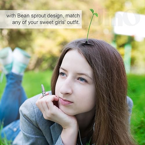 Miniatura 3 de Framendino, Paquete de 20 pinzas divertidas para el cabello con brotes de frijoles para plantas y hierba para mujer