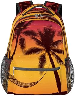 Mochilas escolares leves para meninos e meninas, palmeira adolescente, tropical, à prova d'água, 40,6 cm, para viagem, laptop, casual, adequado para homens e mulheres, trabalho, viagens, caminhadas, acampamento, Multicor, Medium