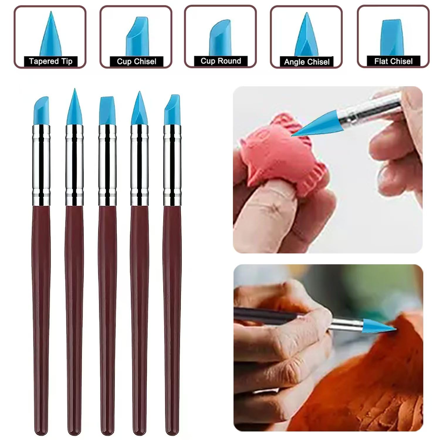 Clay Sculpting Tools Set - 10 Piece Silicone Kit -18