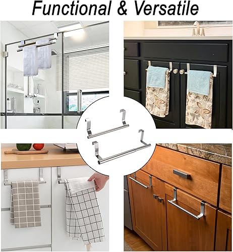 Miniatura 4 de Toallero de acero inoxidable para puerta de armario (paquete de 2)  Toallero de cocina y baño, perfecto para toallas de mano o té