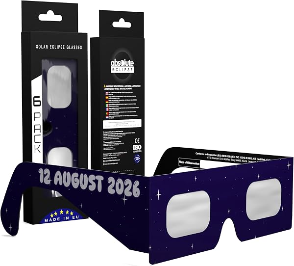 Absolute Eclipse Rocketrider Lunettes à éclipse solaire en vrac - Testé ISO 12312-2 et certifié CE - Fabricant européen recommandé par AAS - Eclipse Europe 2026 - 1