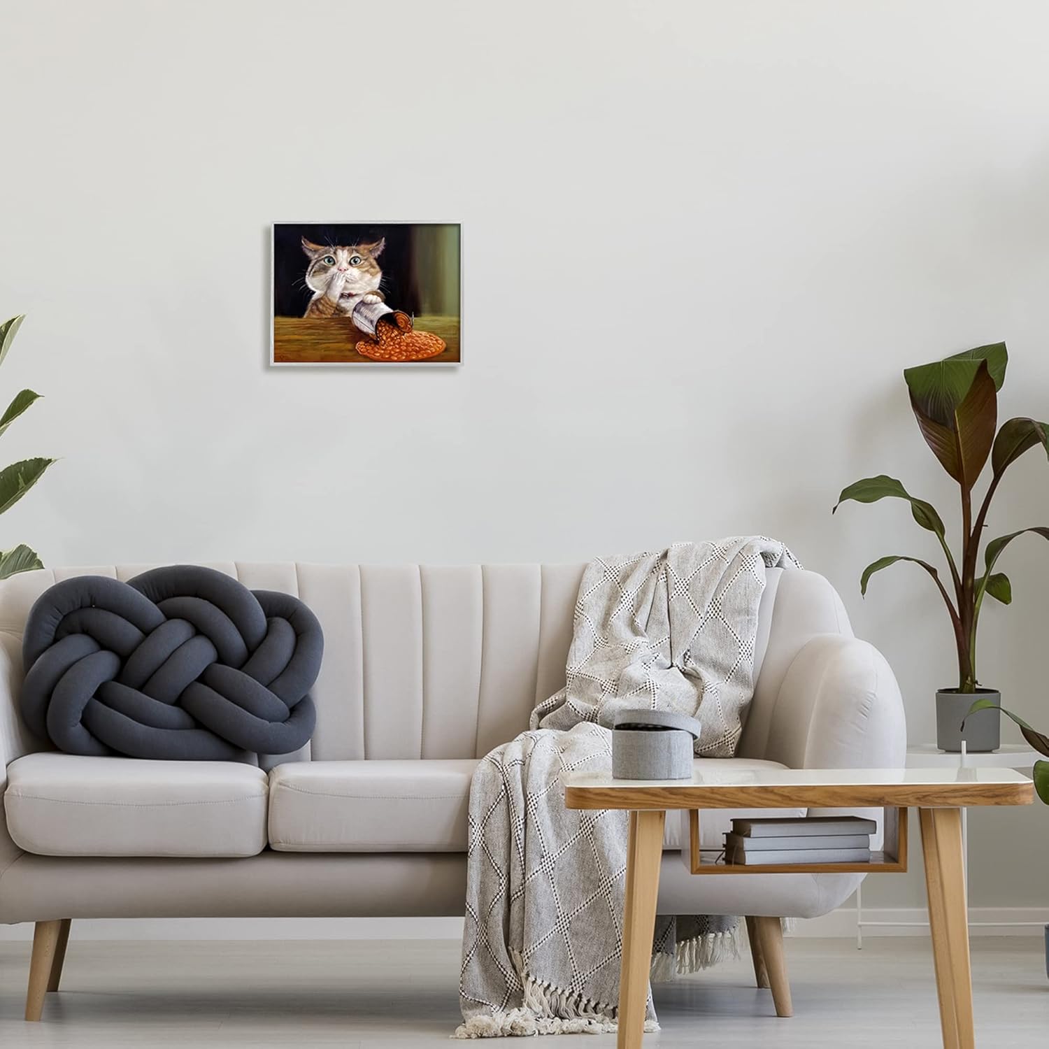 Stupell Industries Spilled The Beans Humorous Cat Kitchen Animal Painting Framed Wall Art, Design By Lucia Heffernan