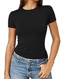 Women&apos;s Casual Basic Going Out Crop Tops Slim Fit Short Sleeve Crew Neck Tight T Shirts 2025
