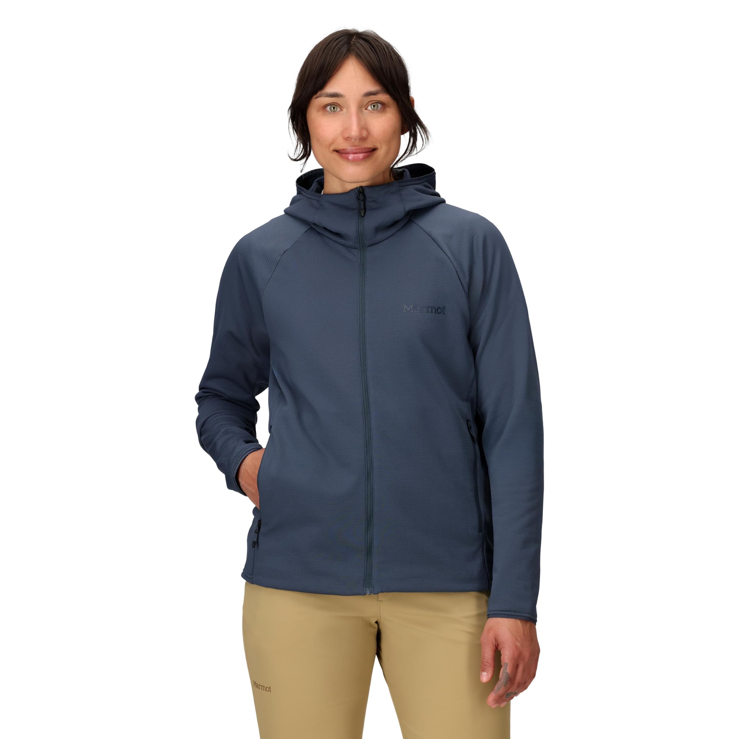 Marmot Women's Leconte Fleece Hoody, Warm Fleece Jacket, Full Zip Jacket, Breathable, Wind Resistant Body Warmer, packable, ideal for hiking & ski layering, Thunderhead, M
