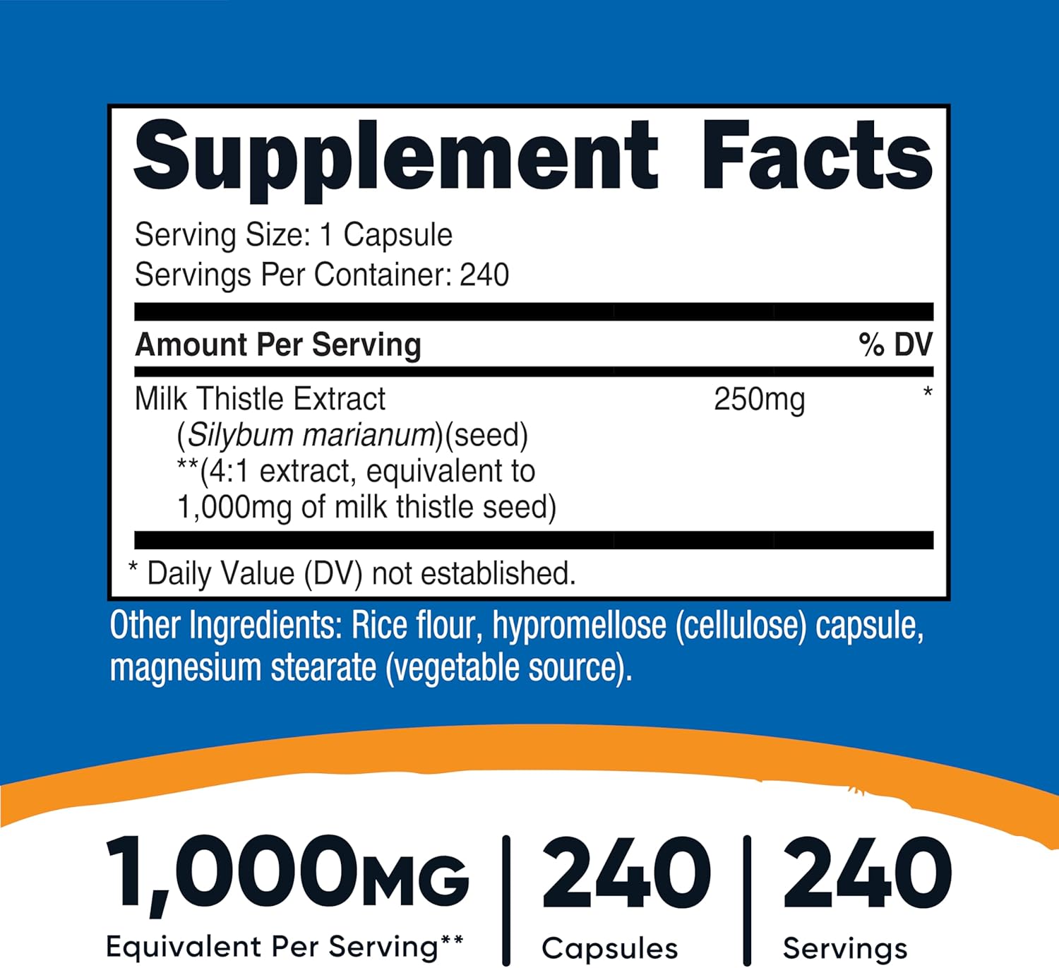 Nutricost Milk Thistle 1,000mg Equivalent from 250mg of 4:1 Extract Per Serving, 240 Capsules for 240 Servings Per Bottle - Vegan, GMO Free and Gluten Free - Image 2
