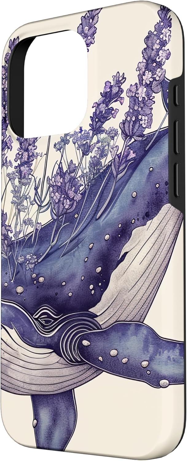 Whale with Sea Lavender Flowers Case for iPhone 16 Pro