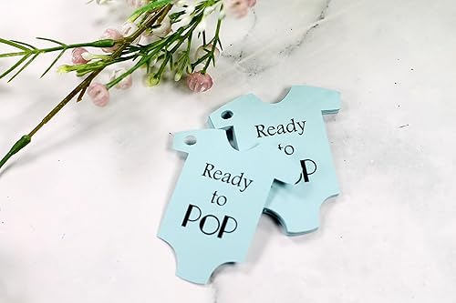 Miniatura 2 de Ready to Pop Baby Shower Tags One Piece Shape (Set of 15) (Blue)