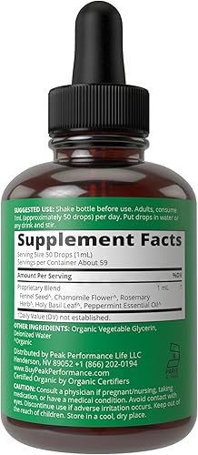 Miniatura 6 de USDA Organic IBS Relief 5 en 1 gotas líquidas. Para ingestión, hinchazón, gas. Suplemento intestinal irritable con 5 ingredientes orgánicos. Aceite