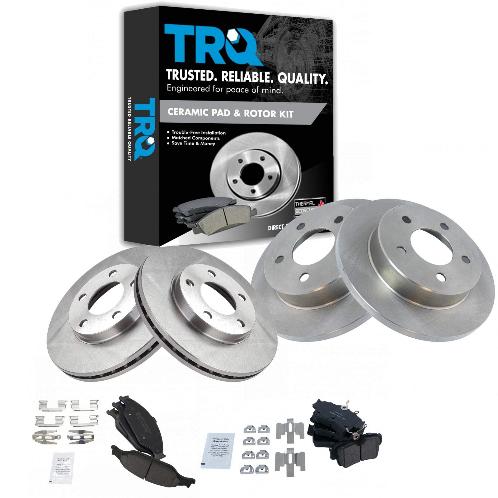 TRQ Front & Rear Ceramic Brake Pad & Rotor Set Kit for 99-04 Ford Mustang