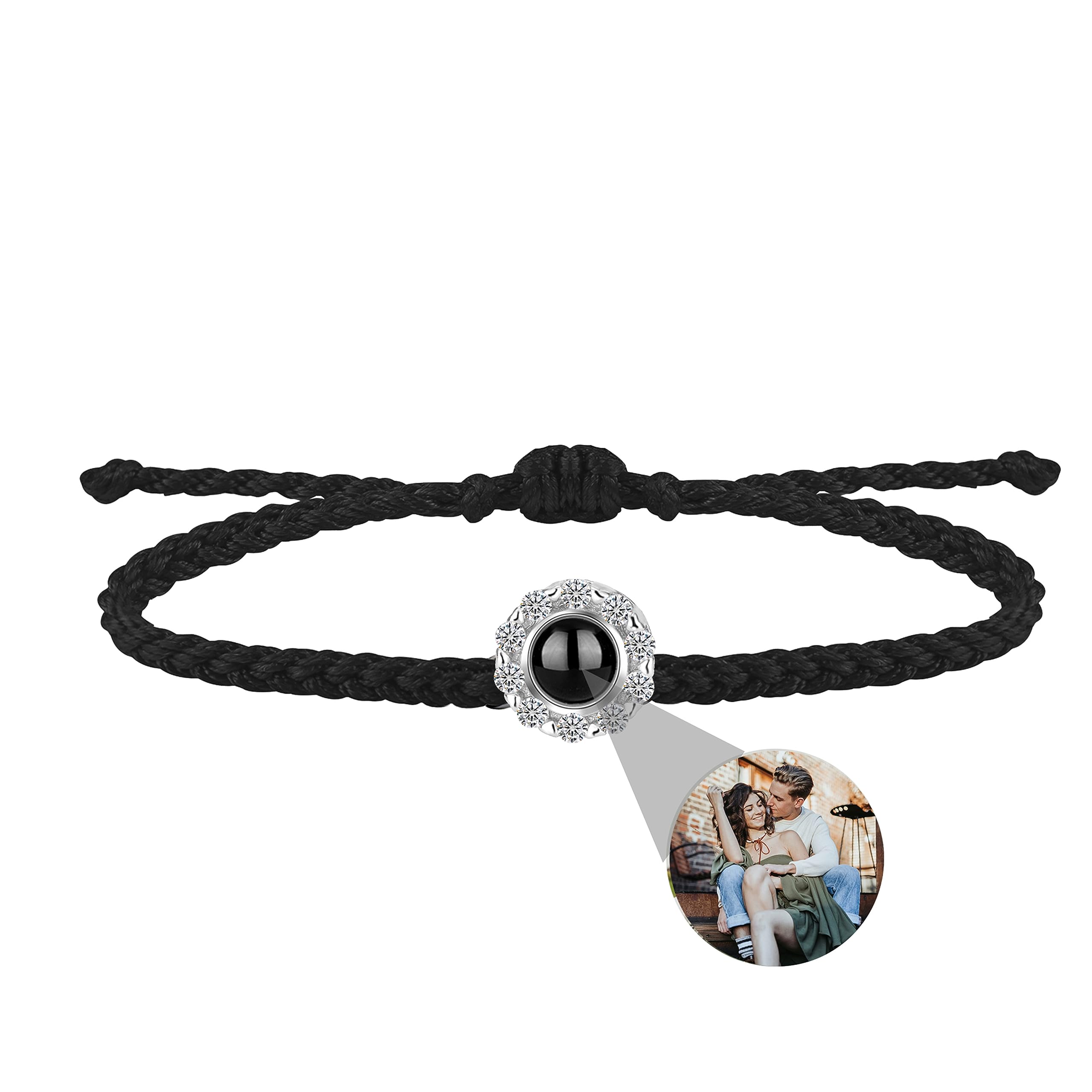 NergaebePulsera de proyección de fotos personalizada Círculo de pulseras de fotos con la imagen en el interior Te quiero pulsera de 100 idiomas Foto Memorial Joyas de regalo para las mujeres los hombres